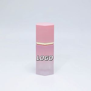 Hexagon Unique Lipgloss Big Wand <b>Brush</b> Pink 7ml Liquid <b>Blusher</b> Tubes Custom Empty Plastic Lip Gloss Tubes Packaging - Product Image 1