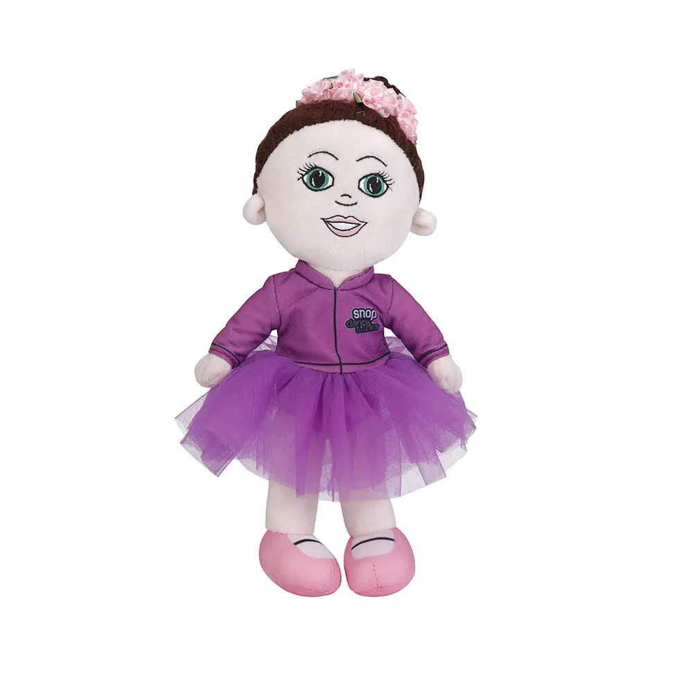 Custom design plush small girl doll with dress p[lush toy