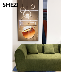 Divano Sezionale Angolare Moderno Shezi in Tessuto <span class=keywords><strong>Verde</strong></span> Imbottito in Schiuma, Resistente, per Appartamenti e Salotti di Hotel - Product Image 1