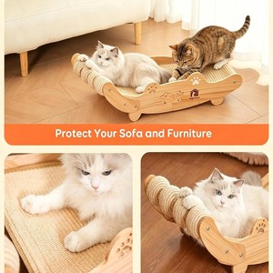 Wooden cat <b>scratching</b> <b>post</b> with sisal cat <b>scratching</b> ball, suitable for indoor cat <b>scratching</b> lounge chairs, pet - Product Image 3