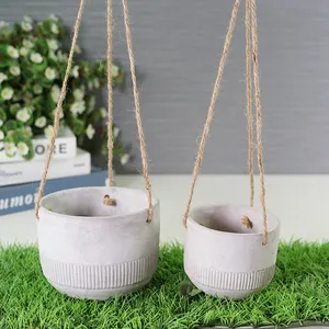 Fabricant en stock pot de fleurs en ciment bonsaï succulent décoratif pot de fleurs suspendu pour balcon pots de plantes en béton