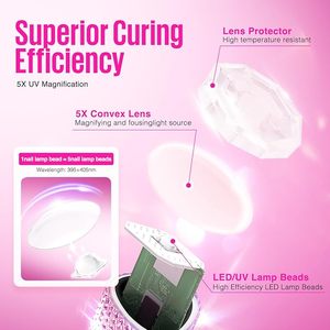 Pink Glitter Handheld UV Nail Lamp Visible <b>Timer</b> Touch Screen LED Nail Lamp - Product Image 5