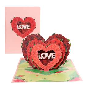 Pink Love Heart Pop-Up <strong>Valentines</strong> <strong>Card</strong> Romantic Happy Anniversary Greeting <strong>Card</strong> with Envelopes Paper Crafts <strong>for</strong> Her, <strong>Him</strong>, Wife - Product Image 1