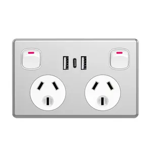 GPO Power Point Australia 10A Wall Socket Outlet Power Supply 3 pin Electrical Power Point with USB SAA Approval AU Plug