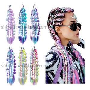 Shinein tổng hợp Unicorn Twist đèn lồng bện đuôi ngựa hairpieces nàng tiên cá màu bong bóng Bím Tóc phần mở rộng tóc với tóc Tie - Product Image 6