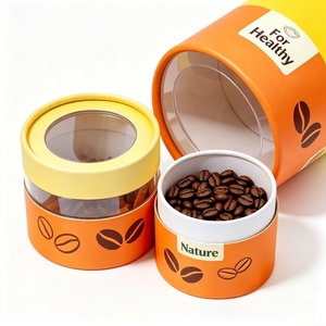 Tube cylindrique en papier kraft biodégradable de qualité alimentaire avec fenêtre transparente en PVC pour l'emballage de grains de café et de thé bio - Product Image 6