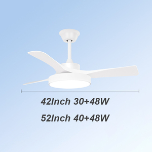 3 Blade White <b>Ceiling</b> Fan With <b>Light</b>, 3 Color Dimmable Silent Reversible DC Motor Fan <b>Light</b> With <b>Remote</b> For Bedroom - Product Image 2
