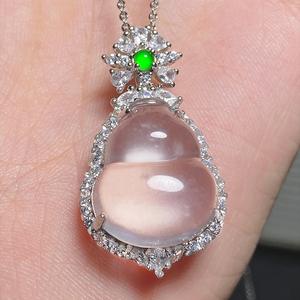 Collar de Lujo con Colgante de Jade Blanco Natural Chino, Plata de Ley S925, Forma de Calabaza con Incrustaciones de Diamantes - Product Image 3