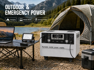 Station d'alimentation portable LiFePO4 3000W avec prise AC/DC, charge rapide USB-C, port USB-A, lampe torche, générateur solaire mobile 4096Wh - Product Image 4