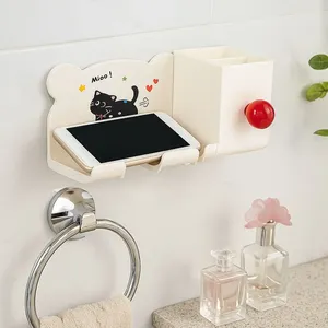 Cartoon Hair Dryer Storage Rack Waterproof <b>Plastic</b> Wall-Mounted <b>Bracket</b> Thickened Cylinder Design Simple Bathroom Storage Shelf - Product Image 4