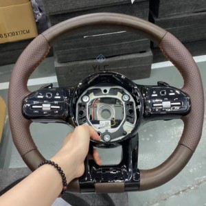 Volante Personalizable YLA de Fibra de Carbono Real y Cuero para <span class=keywords><strong>Benz</strong></span> Clase S C200 W204 205 206 GLC AMG Clase A AMG GT 63 - Product Image 3