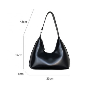 Custom Luxury PU Leather Women's Underarm Bag with Zipper Ladies Hand Bags and Shoulder Bag - Product Image 3
