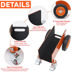 Chariot à panneaux JH-Mech Chariot de porte robuste Capacité de 1200LBS Déplacement de cloison sèche avec roues pneumatiques de 8 "Chariot d'installation de porte en acier - Product Image 3