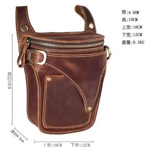 YY PU Leather Multi-Pocket Waist Fanny <b>Pouch</b> Travel Hiking Climbing Thigh Bag Pocket Outdoor Waist Pack for <b>Men</b> - Product Image 2