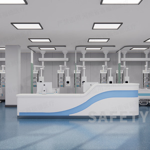 Mesa de Trabajo para Estación de Enfermería Saiford, Placa de Acero Electrolítico, Piedra Acrílica, Escritorio Moderno para Hospital u Oficina - Product Image 3