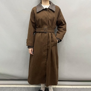 Cappotto Lungo Vintage Jancoco Antivento con Collo <span class=keywords><strong>in</strong></span> <span class=keywords><strong>Pelle</strong></span> Intrecciata Rimovibile, <span class=keywords><strong>Trench</strong></span> Invernale <span class=keywords><strong>in</strong></span> Cotone Personalizzato per Donna con Cintura - Product Image 1