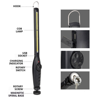 Lampe de travail portable rechargeable OEM/ODM avec base magnétique, rotative, à intensité variable, lampe d'inspection LED, étanche IP44, faisceau à 360°, CRI élevé