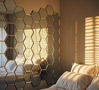 Copper Free Silver Coated Mirror on Float Glass, Round Self-Adhesive Wall Mirror for Guest Toilet, Mail Order Packing