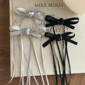 Cinta hecha a mano de fábrica, lazos de cinta de flores rosas para decoración de ropa y lazos para el cabello - Product Image 5