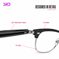   Lunettes Intelligentes 5.4 Audio à Oreille Libre Verres Transparents Double Tactile Musique Sans Fil Appel USB Chargement Magnétique