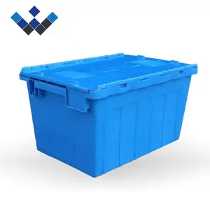 2023 Plastic Crate Wholesale Moving Box Attached Lid Container Stacking And Nesting Crates Manufactures