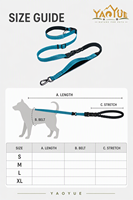 Laisse de chien mains libres à porter en bandoulière, ceinture de taille pour la course et la marche, laisse en nylon réfléchissante avec amortisseur de chocs pour chiens de taille moyenne à grande