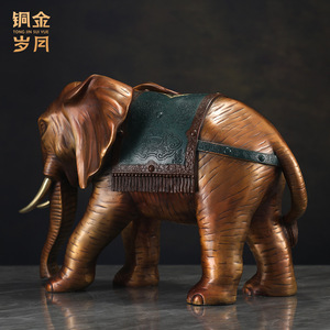 Adorno de latón con elefante auspicioso Ruyi, años de cobre y oro, 43x18x33cm, regalo de decoración para el hogar - Product Image 5
