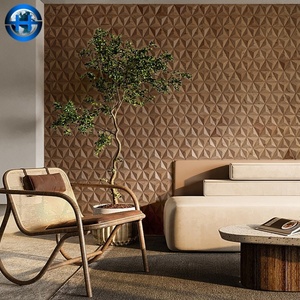 Panneau <span class=keywords><strong>mural</strong></span> en bois de caoutchouc 3D 100% bois massif, <span class=keywords><strong>revêtement</strong></span> <span class=keywords><strong>mural</strong></span> décoratif intérieur haut de gamme - Product Image 4