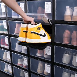Haixin Stackable Drawer Shoe Storage Box Plastic Sneaker Shoe Box