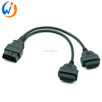 16 Pin OBD2 J1962 Male to Dual Female Y Splitter Extension Cable for Obd Scanner Code Recorder Devices