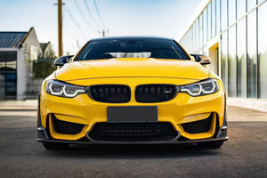LT phong cách sợi carbon phía trước <span class=keywords><strong>Bumper</strong></span> môi Spoiler 3 cái/bộ cho BMW M3 F80 <span class=keywords><strong>M4</strong></span> F82 2015-2019 thực 3K sợi carbon độ bóng cao kết thúc - Product Image 3