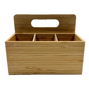 Bamboo Storage Box Rectangular Office Organizer With Handle For Desktop Coffee Table Living Room Remote <b>Control</b> Holder - Product Image 1