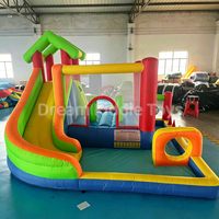 Château gonflable professionnel multicolore en tissu Oxford avec toboggan et piscine à balles pour jardin