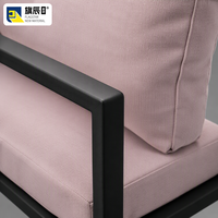 Ensemble de canapés d'extérieur en forme de L moderne avec coussins imperméables rose poudré, modulaire pour cour et parc