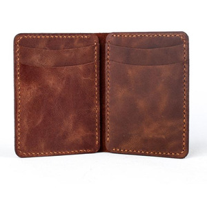 Porte-cartes en cuir de vachette pleine fleur sur mesure, porte-cartes pliable multi-emplacements, porte-cartes rétro ultra-fin adapté aux hommes - Product Image 4