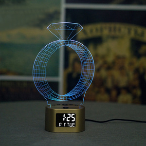 USB Đồng hồ cơ sở Cáp điều khiển cảm ứng ánh sáng ban đêm cảm ứng chuyển đổi <span class=keywords><strong>Acrylic</strong></span> 3D LED đêm đèn lắp ráp cơ sở cho trang trí phòng ngủ nhà - Product Image 1