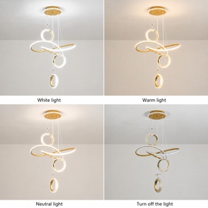 Lampada a Sospensione Classica in Alluminio Dorato con LED ad Alta Luminosità, Regolabile in Altezza, per Ristoranti e Tavoli da Pranzo - Product Image 4