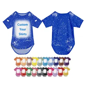 Yüksek kaliteli pamuk bebek romper giysileri karışık renkler özel % 100% polyester pamuk süblimasyon sahte ağartıcı bebek tulum