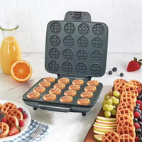 Machine à gaufres et biscuits électrique portable 16 trous, chauffe rapide, antiadhésive, pour desserts et collations DIY, idéale pour le petit-déjeuner