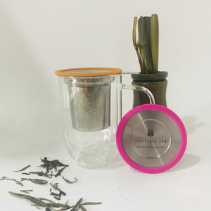 Tasse à thé en verre borosilicate transparent 400ml Double couche <span class=keywords><strong>avec</strong></span> <span class=keywords><strong>filtre</strong></span> extra fin en acier inoxydable pour café et thé - Product Image 2