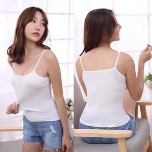 <span class=keywords><strong>Débardeur</strong></span> moulant extensible à fines bretelles pour <span class=keywords><strong>femme</strong></span>, sans col, couleur unie, style camisole, idéal pour les jeunes filles - Product Image 5