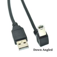 USB 2,0 macho a macho Cable en ángulo de 90 grados 3A Carga rápida para impresora Escáner Chaqueta de PVC con escudo trenzado hacia arriba e izquierda derecha