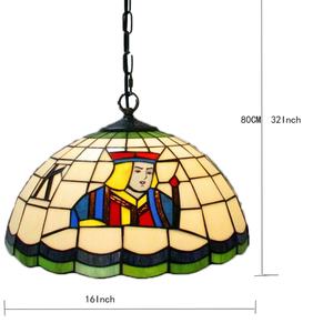 Lámpara de Mesa Pequeña de 16'' Hecha a Mano, Estilo Póker, con Iluminación LED y Cristal Decorado Tipo Tiffany, para Sala de Ajedrez y Cartas - Product Image 6