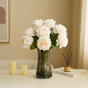 Модные разноцветные осенние розы свадебные Румяна розовые Искусственные цветы с одним стеблем искусственные красные розы - Product Image 3