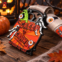Médailles personnalisées d'Halloween, médailles de course en métal frappé à l'effigie de citrouille et main de zombie pour événements festifs et souvenirs