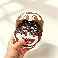 Boîte à biscuits jetable en papier, personnalisée, en forme d'octogone, avec visage souriant de dessin animé, en matériaux recyclés, pliable, emballage plat, qualité alimentaire