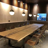 Meubles industriels Runwood, panneaux latéraux modernes pour la vie quotidienne, taille personnalisée, ensemble de table à manger en bois de noyer massif