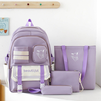 Ensemble de 4 sacs d'école de collège pour filles à la mode, sacs à dos grande capacité en Oxford étanche pour étudiants, vente en gros
