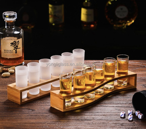 Commercio all'ingrosso a buon mercato 1oz vetro spirito personalizzato normale bianco bicchierino di vetro <span class=keywords><strong>vodka</strong></span> mini <span class=keywords><strong>bicchieri</strong></span> di vino con vassoio - Product Image 4