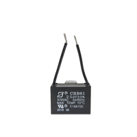 Condensateur de marche pour moteur AC à film mince métallisé CBB61 2.5UF 3.5UF 3UF 250V 370V 450V 50Hz/60Hz avec fils de 10cm et 3cm de longueur